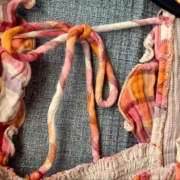 Free People Boho Ruffled Siena Plaid Pullover Top - Picture 7 of 10